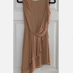 $595 NWT Haute Hippie Cocktail Dress Size XS Nude with gold detailing on hem